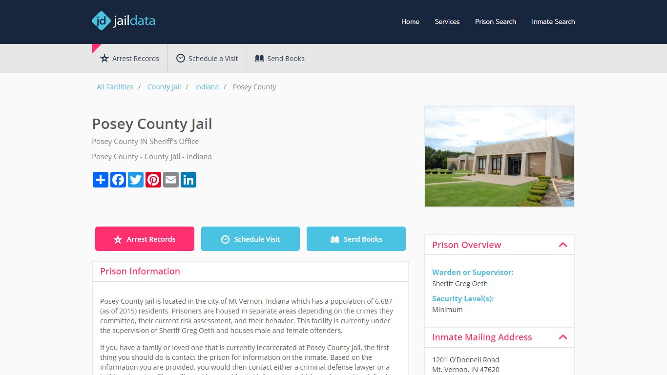Posey County Jail Inmate Search and Prisoner Info - Mt Vernon, IN